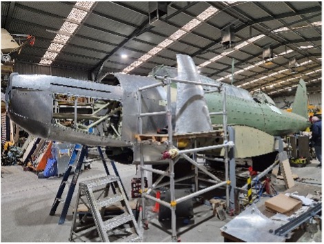 Aircraft under restoration in workshop